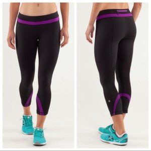 Lululemon Run Inspire Crop II Purple Black Legging